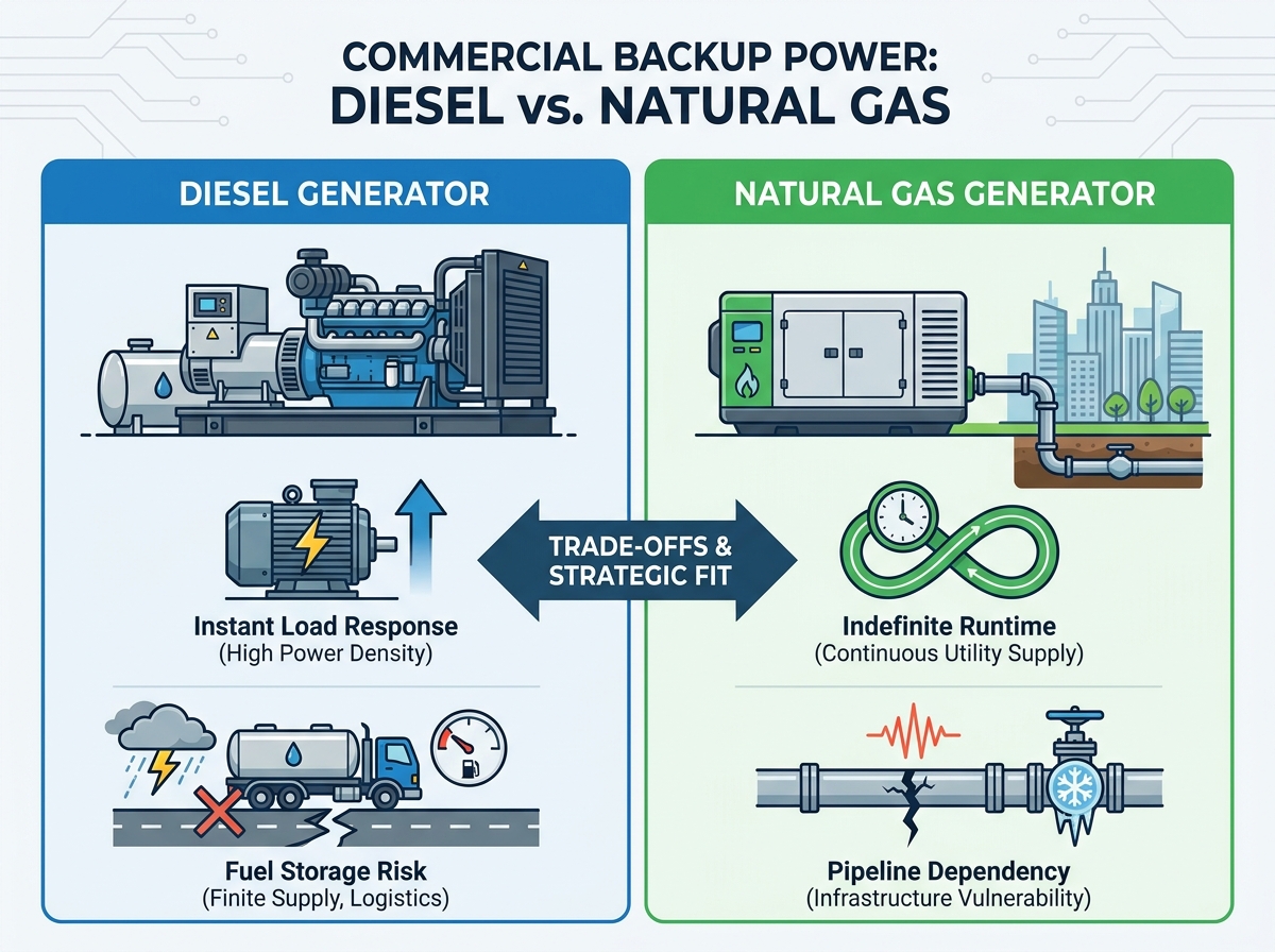 Criterios de evaluaci&oacute;n del generador de energ&iacute;a de respaldo comercial